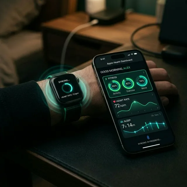 Person using a fitness and health tracking app on a smartphone, HealthTrack biometrics app case study
